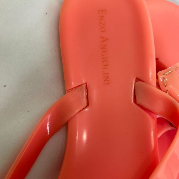 Used Enzo Angiolini Coral Jelly Bow Flip Flops 11 Women's Thong Sandals - Picture 9 of 11